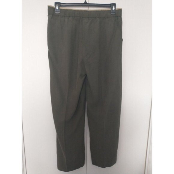 Coldwater Creek Pants Silk Linen Natural Fit Wide Leg Olive Green Pockets - 14 - Picture 5 of 8